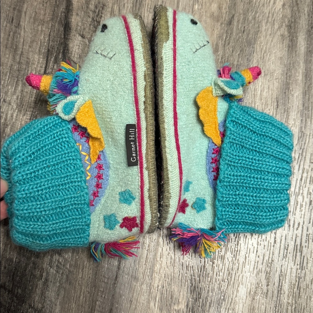 Garnet Hill Kids' Girl Unicorn Wool Slipper Boots Size 9 - Picture 5 of 7